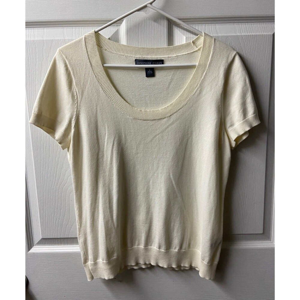 Josephine Chaus Short Sleeved Sweater Womens Size Large Round Neck Knit Capsule